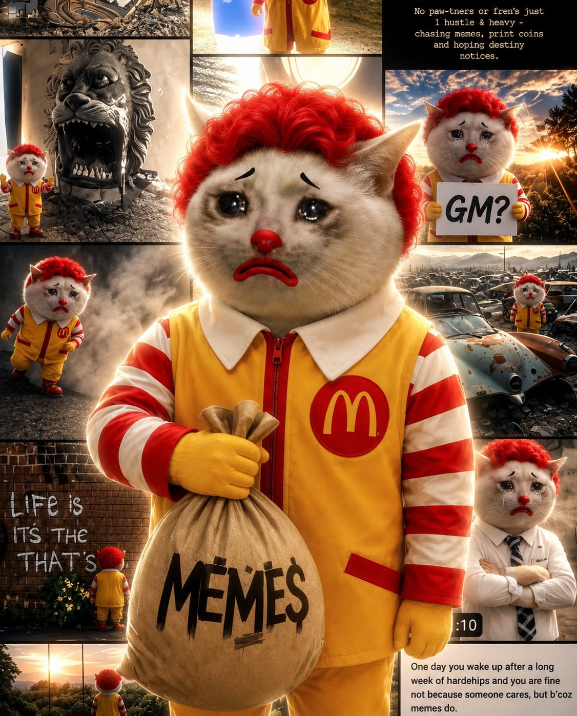 Cat carrying a bag of memes
